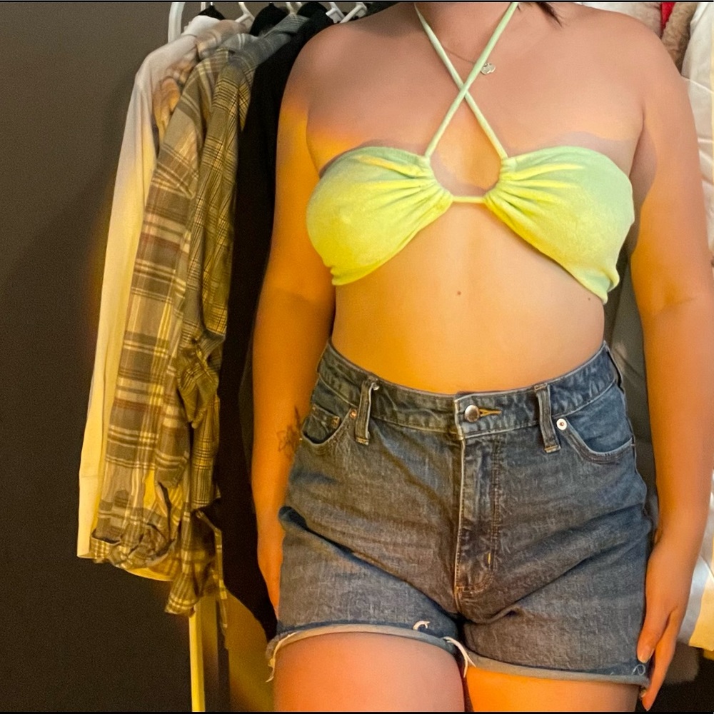 Lime Green Multi Cross Top/Bralette